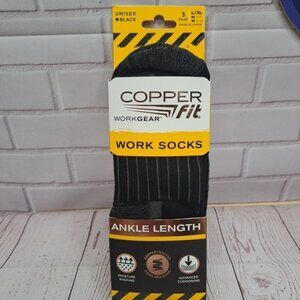 3 Pair Copper Fit Ankle Length Work Socks Size L/XL (M 9-12 W 10-13) Black Socks